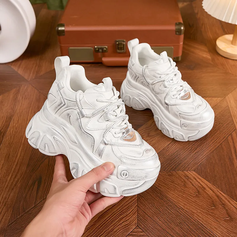 Milan Love Song Cushioned Wear Resistant Height Increasing Low Top Chunky Sneakers Women's-2