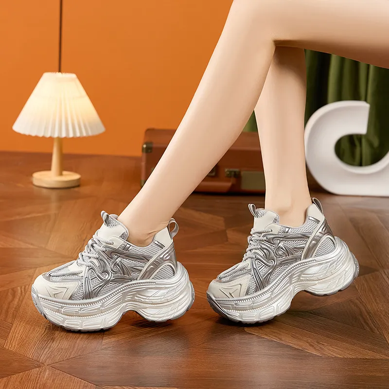 Milan Love Song Cushioned Wear Resistant Breathable Low Top Chunky Sneakers Women's-3