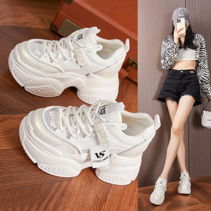 Milan Love Song Height Increasing Balance Wear-Resistant Slip-Resistant Low-Top Chunky Sneakers Women's-1