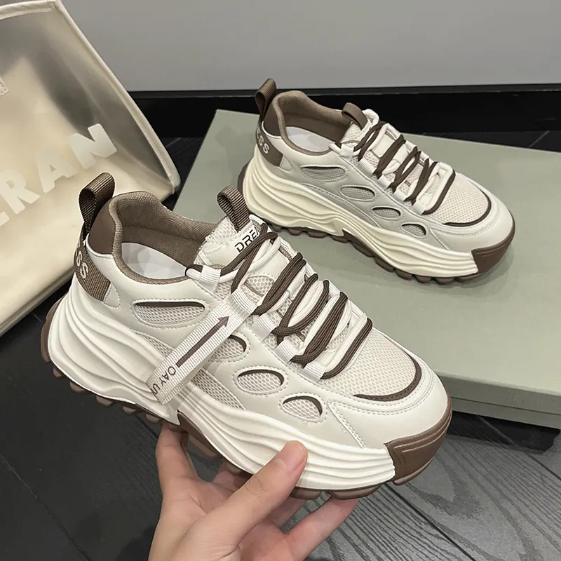 Milan Love Song Cushioning Height Increasing Slip-Resistant Low-Top Chunky Sneakers 7cm Women's-3