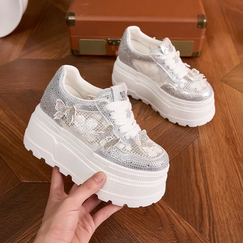 Milan Love Song Height Increasing Lightweight Breathable Low Top Casual Shoes Women's White-8