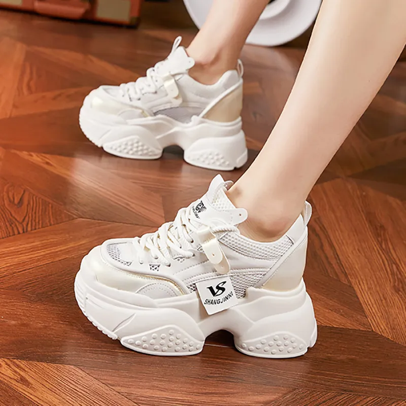 Milan Love Song Height Increasing Balance Wear-Resistant Slip-Resistant Low-Top Chunky Sneakers Women's-3
