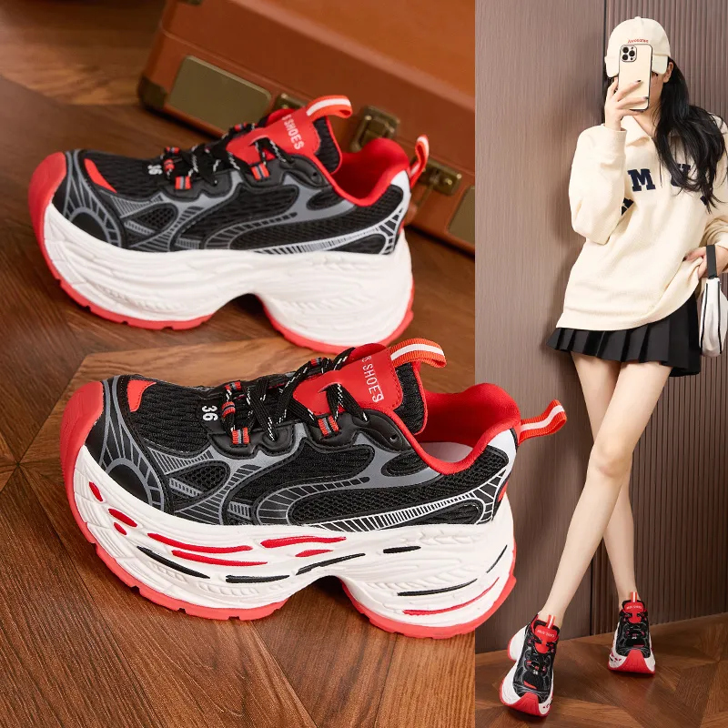 Milan Love Song Durable Breathable Moisture-Wicking Lightweight Low-Top Chunky Sneakers Women's-5