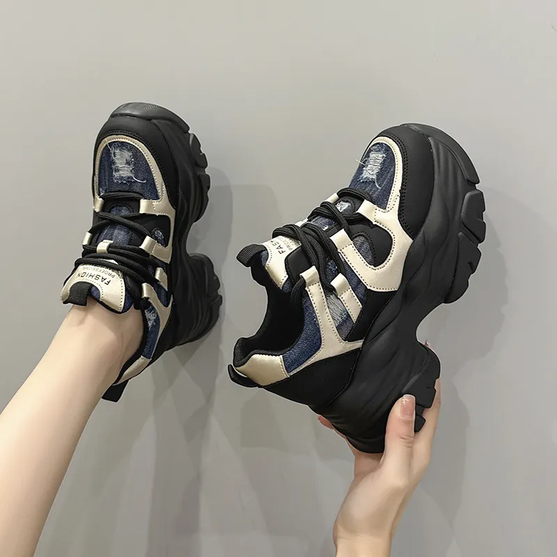 Milan Love Song Anti-Slip And Wear-Resistant Height Increasing Low-Top Chunky Sneakers Women's-3