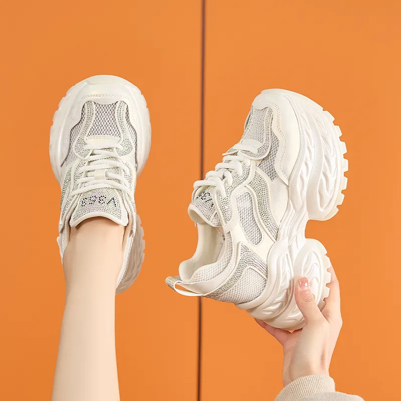 Milan Love Song Breathable Lightweight Height Increasing Low Top Chunky Sneakers Women's-8