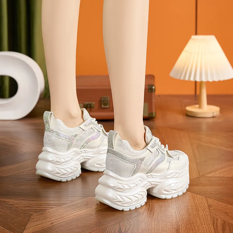 Milan Love Song Breathable Lightweight Height Increasing Low Top Chunky Sneakers Women's-9