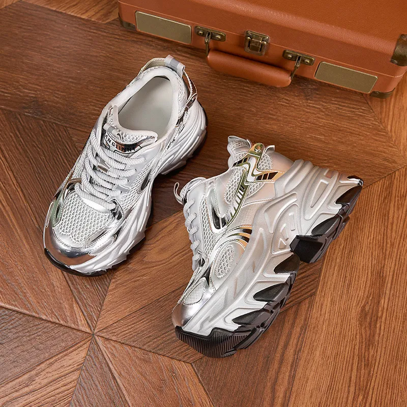Milan Love Song Cushioned Wear Resistant Height Increasing Low Top Chunky Sneakers Women's-10