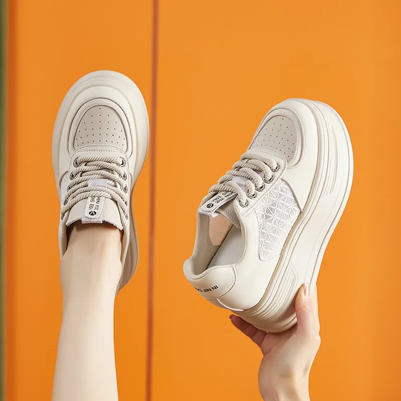 Milan Love Song Cushioned Height Increase Wear-Resistant Breathable Low-Top Chunky Sneakers Women's-7