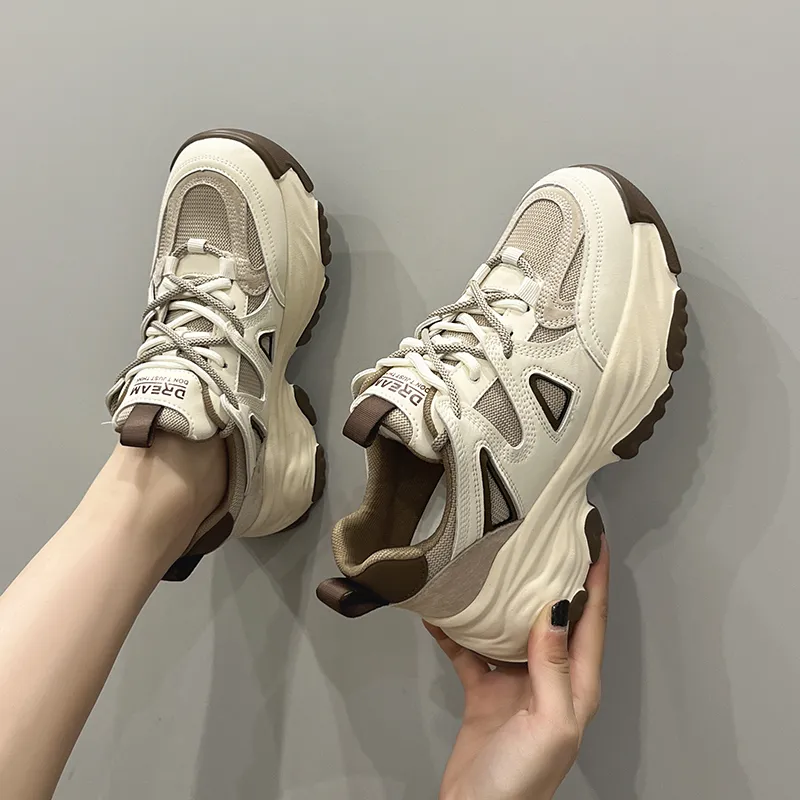 Milan Love Song Cushioning Height Increasing Wear Resistant Low Top Chunky Sneakers 6cm Women's-3