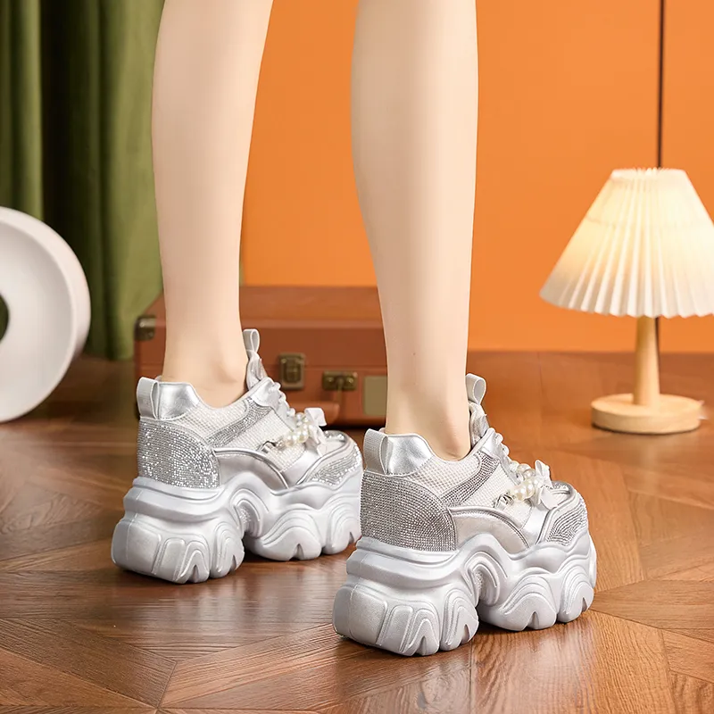 Milan Love Song Cushioned Anti Slip Wear Resistant Lightweight Height Increasing Low Top Chunky Sneakers Women's-1