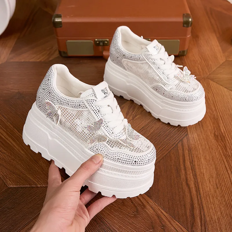 Milan Love Song Height Increasing Lightweight Breathable Low Top Casual Shoes Women's White-1