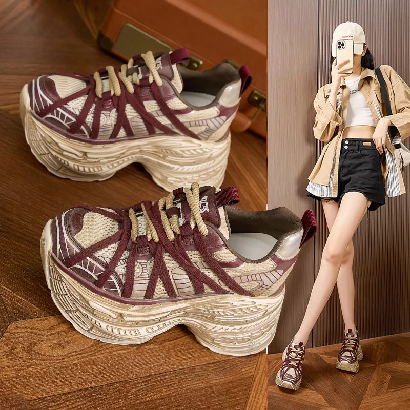 Milan Love Song Anti-Slip And Wear-Resistant Breathable Low-Top Chunky Sneakers Women's-3
