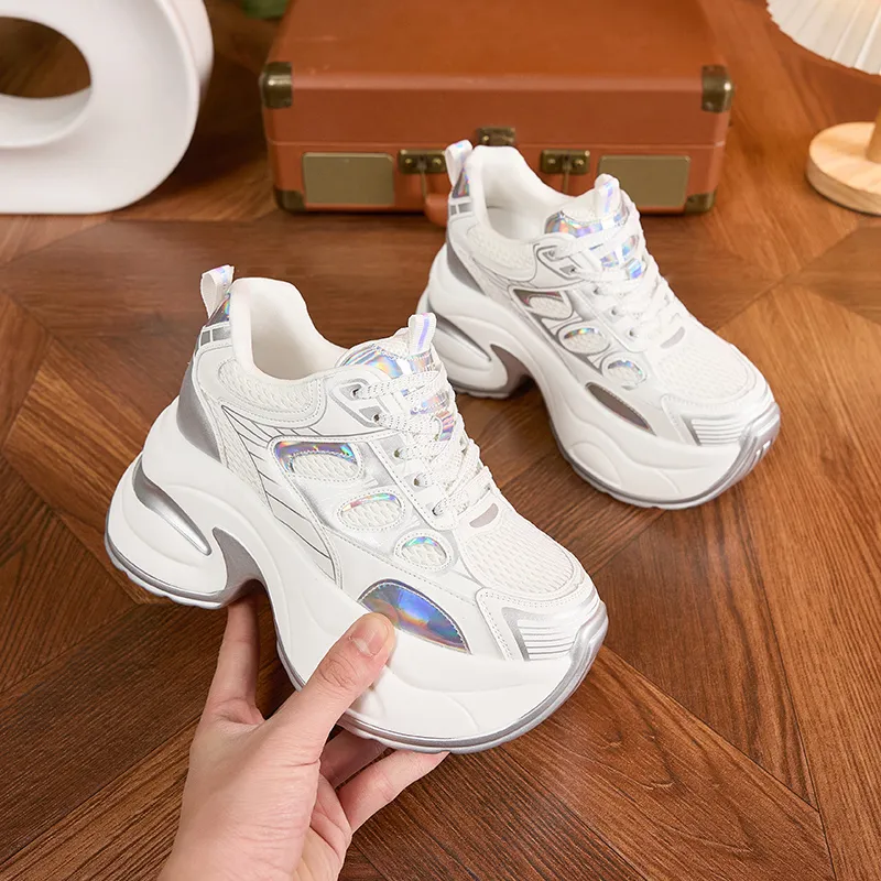 Milan Love Song Cushioned Wear Resistant Height Increasing Low Top Chunky Sneakers Women's-2