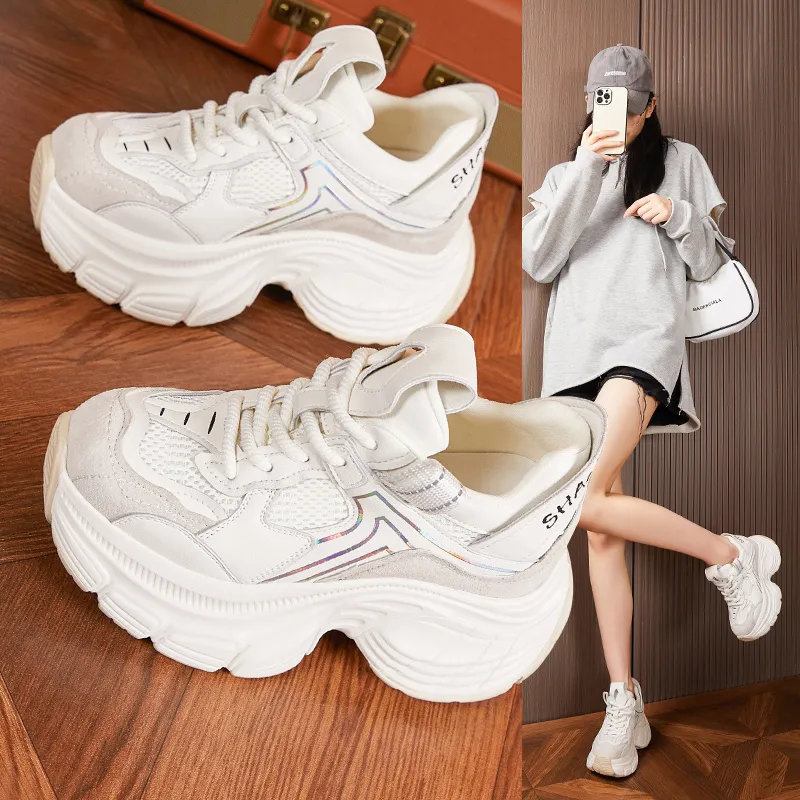 Milan Love Song Anti-Slip Wear-Resistant Breathable Moisture-Wicking Lightweight Low-Top Chunky Sneakers Women's-1