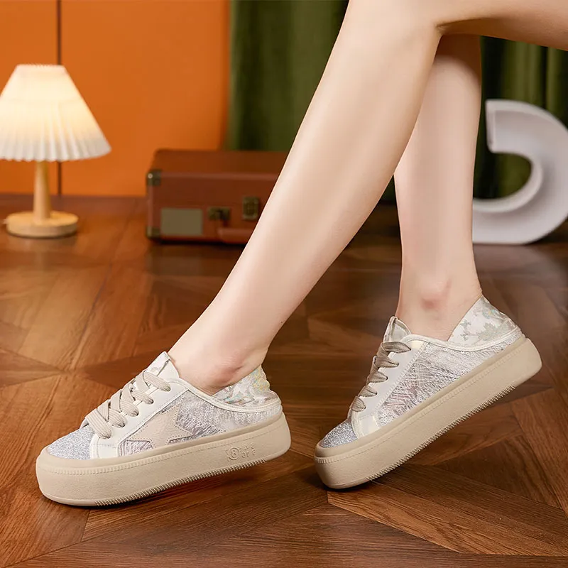 Milan Love Song Wear-Resistant Lightweight Breathable Quick Dry Slip-Resistant Low-Top Skateboard Shoes Women's Silver-4