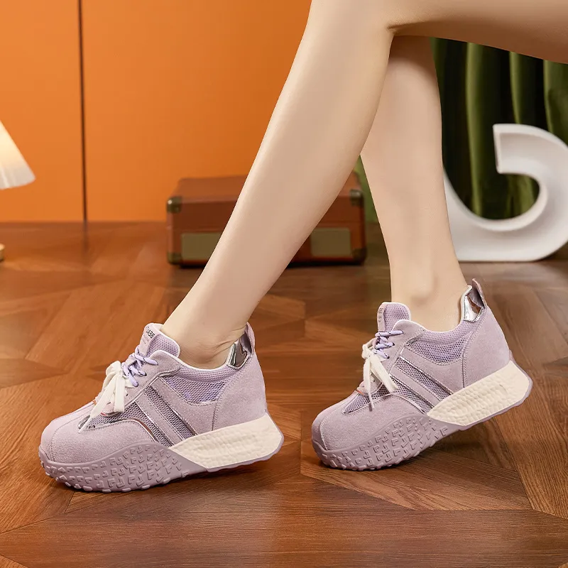 Milan Love Song Height Increasing Abrasion Resistant Slip Resistant Low Top Casual Shoes Women's Solid Color-19