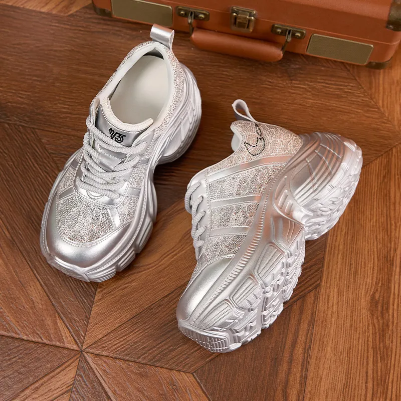Milan Love Song Moisture Wicking Lightweight Low Top 8cm Chunky Sneakers Women's-16