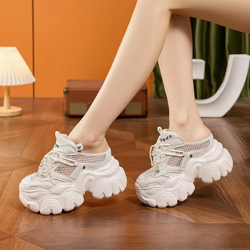 Milan Love Song Rubber Sole Rhinestone Stitching Abrasion Resistant Slip Resistant Wrap toe Slippers Women's White-3