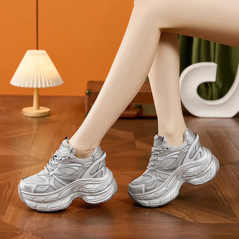 Milan Love Song Wear Resistant Impact Resistant Height Increasing Low Top Chunky Sneakers Women's-5