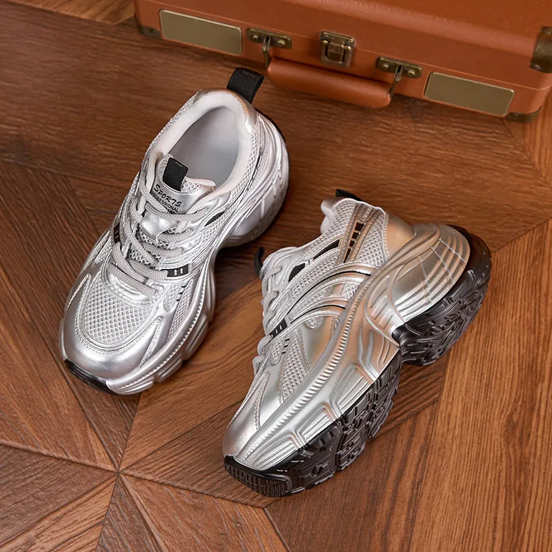 Milan Love Song Cushioned Wear Resistant Height Increasing Low Top Chunky Sneakers Women's-9