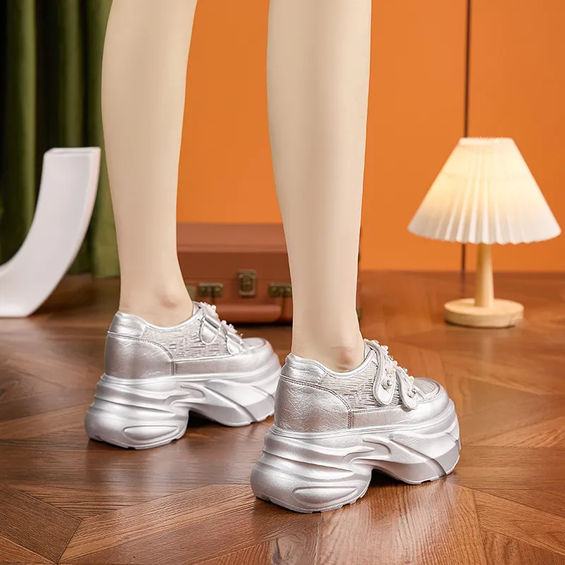Milan Love Song White Sneakers Height Increasing Lightweight Breathable Low Top Casual Shoes Women's Solid Color-6