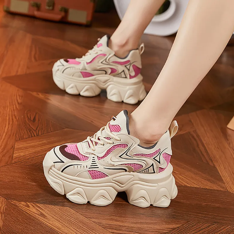 Milan Love Song Anti-Slip And Wear-Resistant Lightweight Low-Top Chunky Sneakers Women's-8