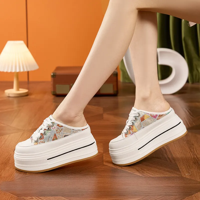 Milan Love Song Embroidery Abrasion Resistant Slip Resistant Closed Toe Slippers Women's-4