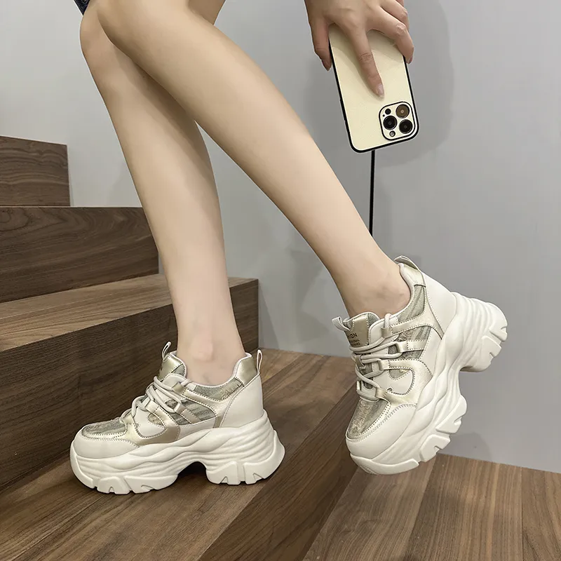Milan Love Song Anti-Slip And Wear-Resistant Height Increasing Low-Top Chunky Sneakers Women's-7