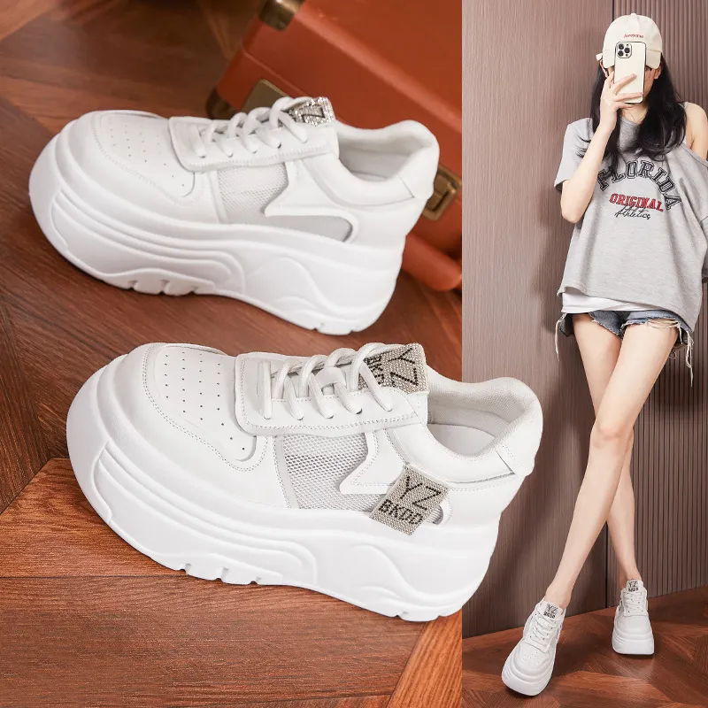 Milan Love Song Cushioning Height Increasing Wear-Resistant Quick Dry Low-Top Skateboard Shoes Women's White-2