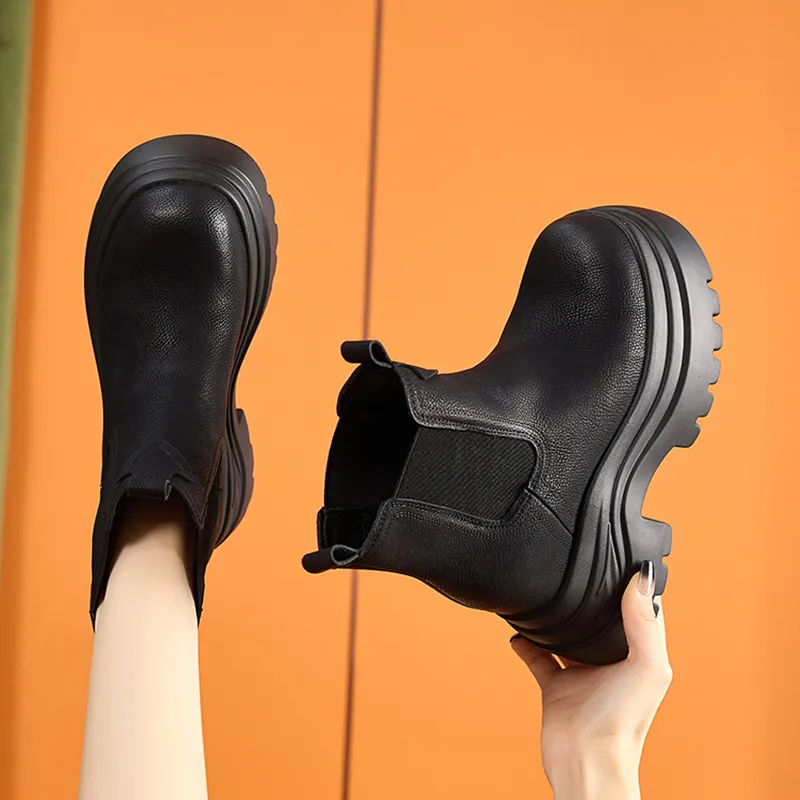 Milan Love Song Short Martin Boot High Heel Women's Solid Color-7