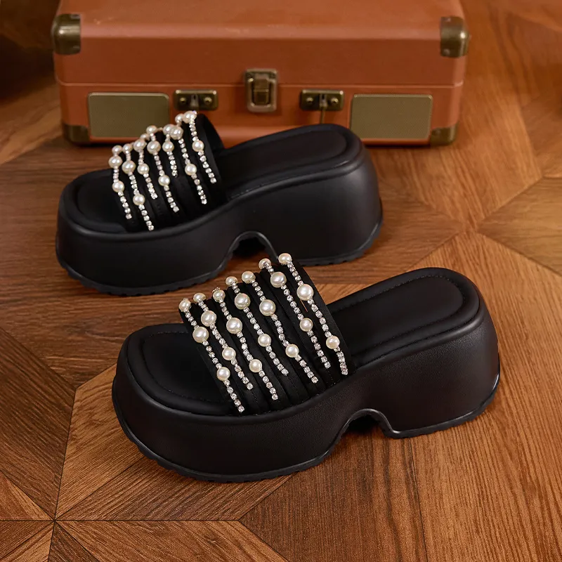 Milan Love Song Rubber Foam Outsole Rhinestone Slip Resistant Abrasion Resistant Cushioning Slide Slippers Women's-6