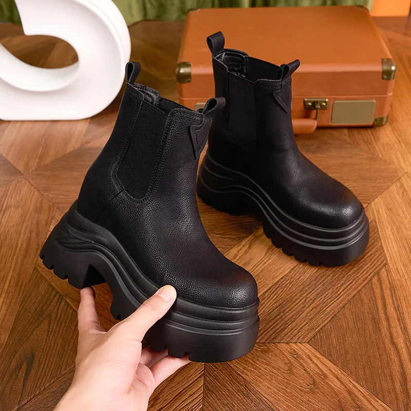 Milan Love Song Short Martin Boot High Heel Women's Solid Color-10
