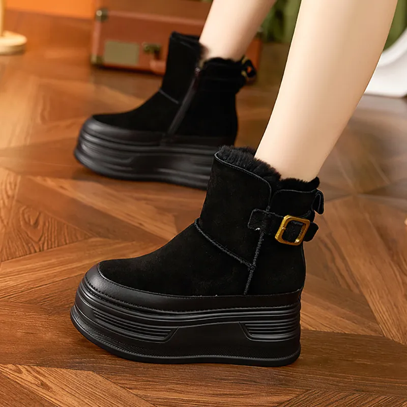Milan Love Song Warm Height Increasing Short Snow Boots Women's-14