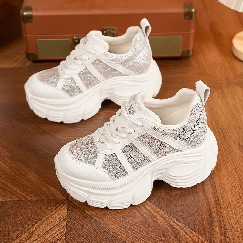 Milan Love Song Moisture Wicking Lightweight Low Top 8cm Chunky Sneakers Women's-2