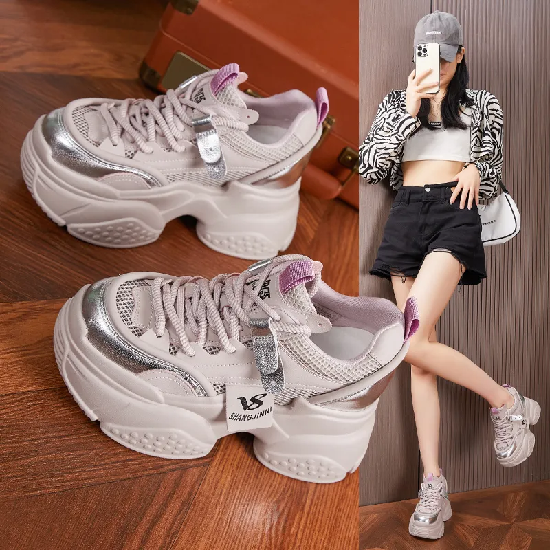 Milan Love Song Height Increasing Balance Wear-Resistant Slip-Resistant Low-Top Chunky Sneakers Women's-7