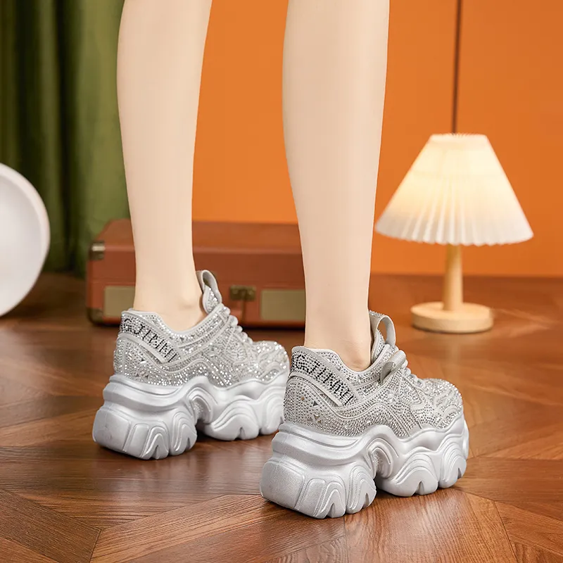 Milan Love Song Wear Resistant Lightweight Height Increasing Low Top Chunky Sneakers Women's-4