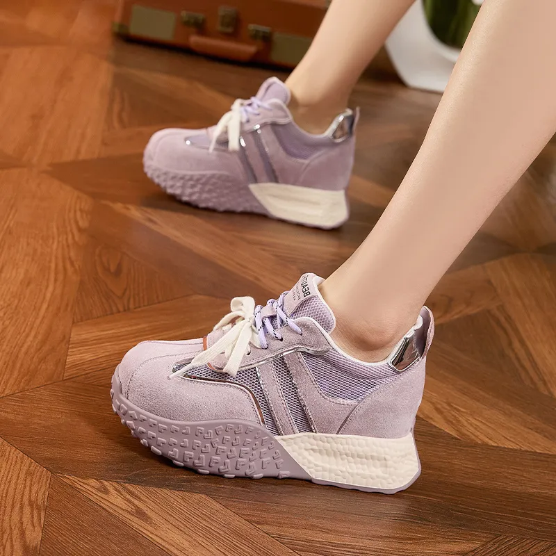 Milan Love Song Height Increasing Abrasion Resistant Slip Resistant Low Top Casual Shoes Women's Solid Color-17