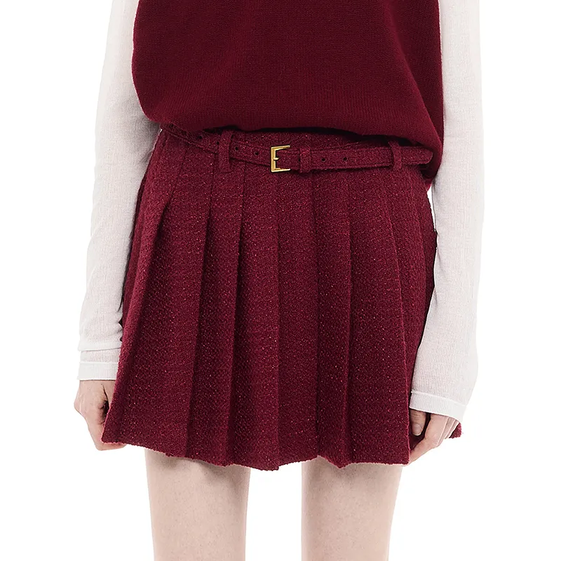 D'zzit Casual Short Skirts Women's Dark Red-2