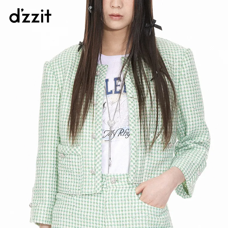 D'zzit Cropped Coats Women's Light Green-3