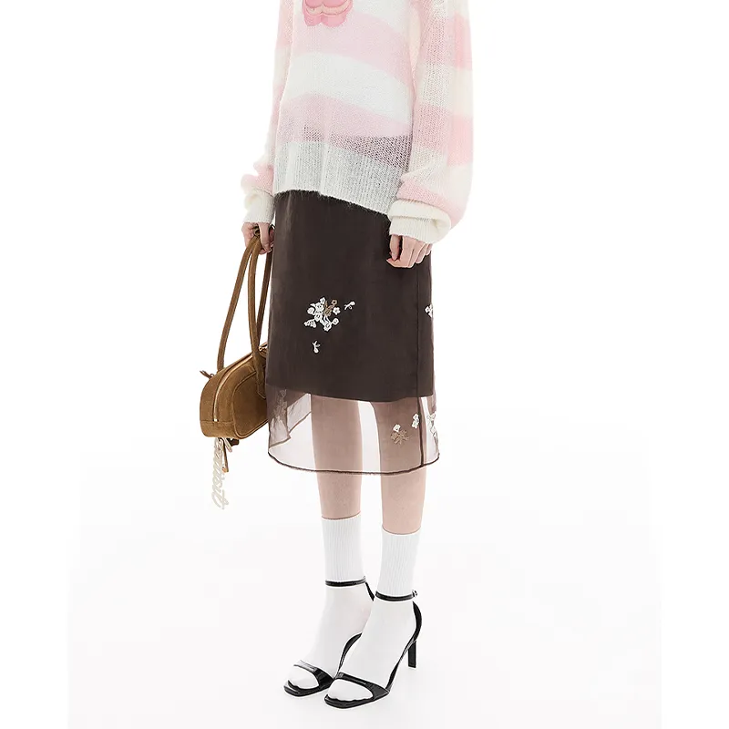D'zzit Casual Short Skirts Women's Brown-3
