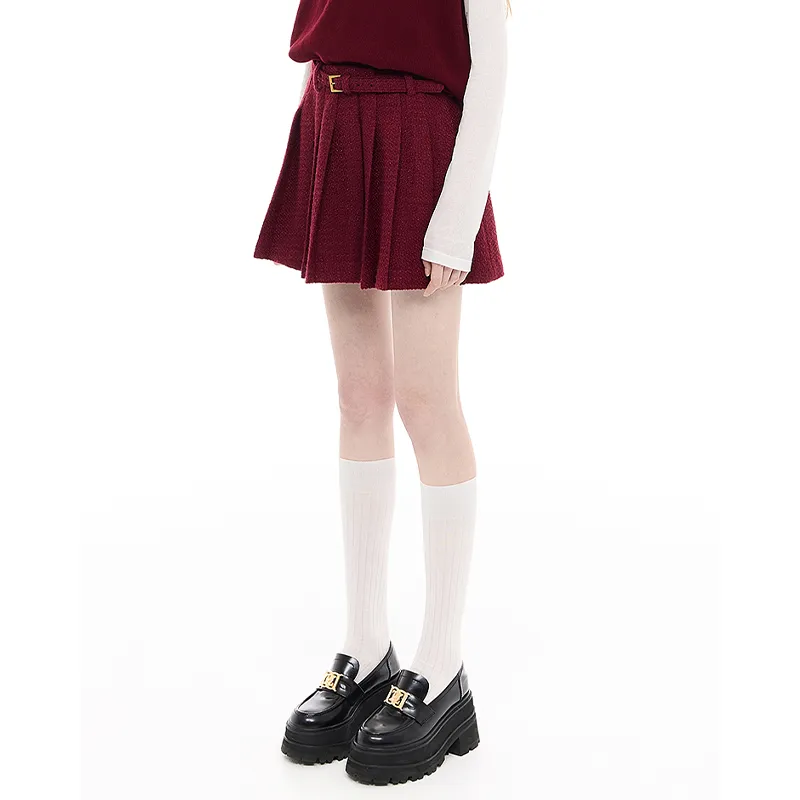D'zzit Casual Short Skirts Women's Dark Red-3
