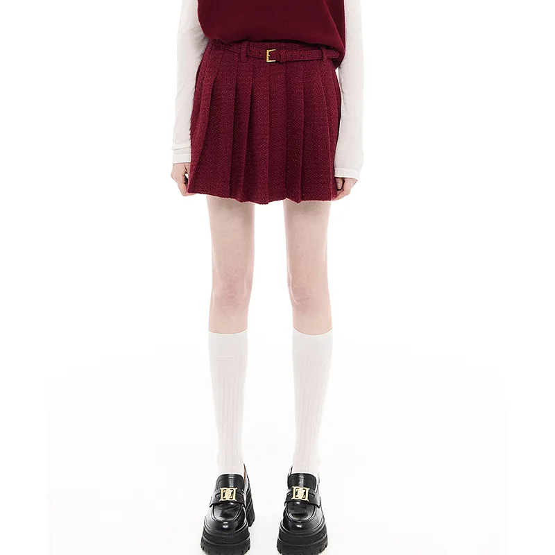 D'zzit Casual Short Skirts Women's Dark Red-4