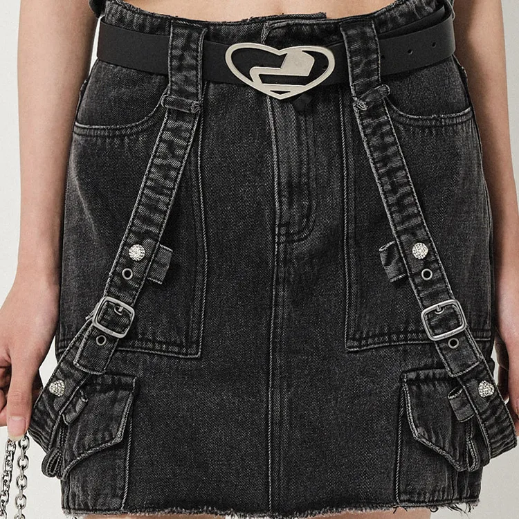 D'zzit Denim Short Skirts Women's Black-5