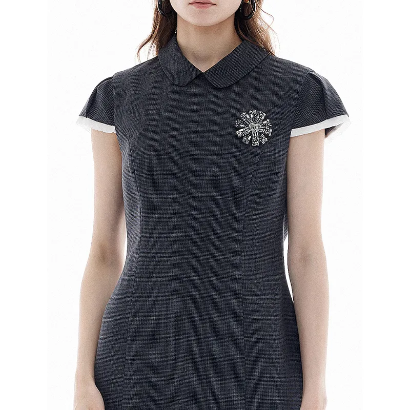 D'zzit Short Sleeved Dress Women's Dark Gray-2