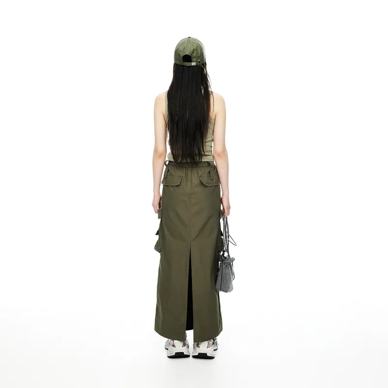 D'zzit Casual Long Skirt Women's Dark Green-2