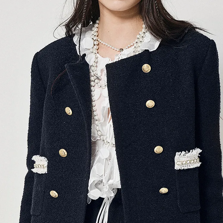 D'zzit Cropped Coats Women's Dark Blue-3