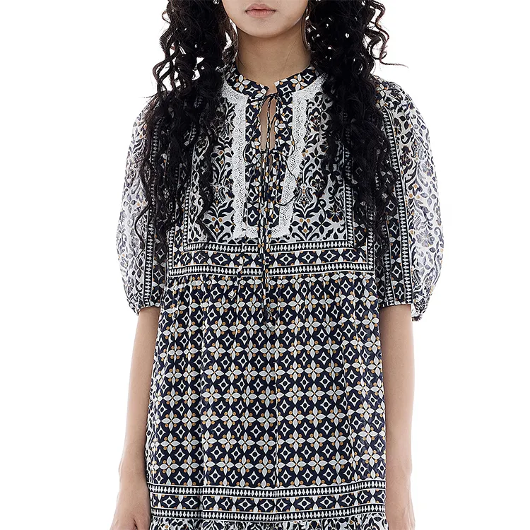 D'zzit Short Sleeved Dress Women's Dark Blue-2