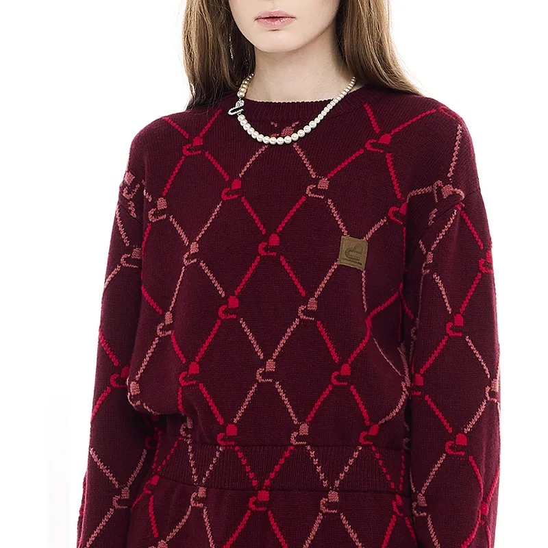 D'zzit Long Sleeved Dress Women's Dark Red-2
