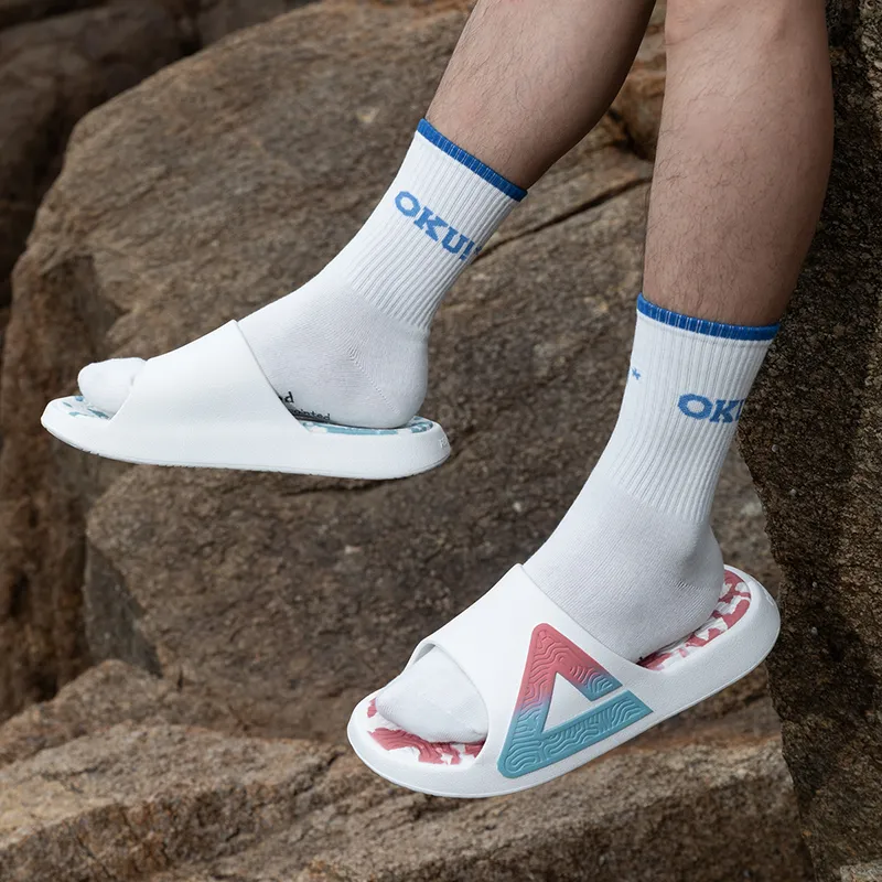 PEAK State Pole Classic Drag Quiet Slip Resistant Cushioning Slide Slippers Men's White Pink Blue-5