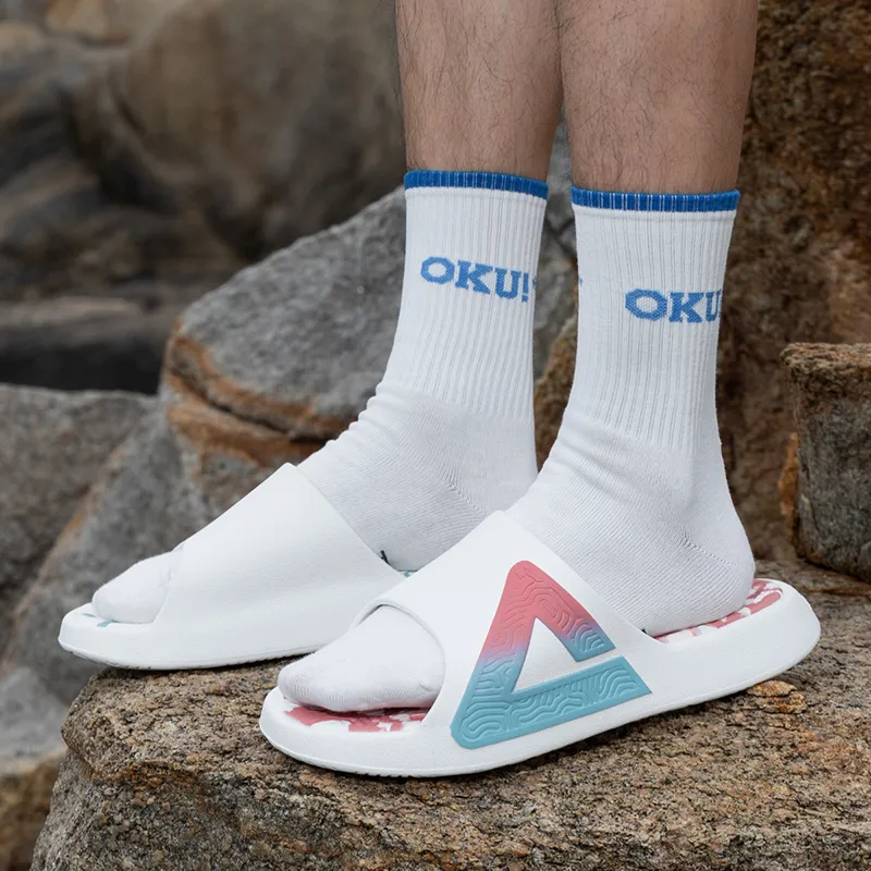 PEAK State Pole Classic Drag Quiet Slip Resistant Cushioning Slide Slippers Men's White Pink Blue-3